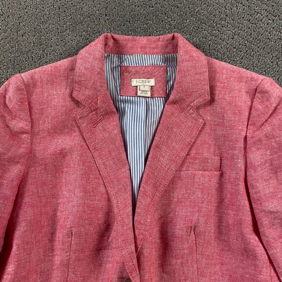J.CREW Linen Cotton Blend Blazer Women's Size 6 Salmon Red Pink - Picture 2 of 15